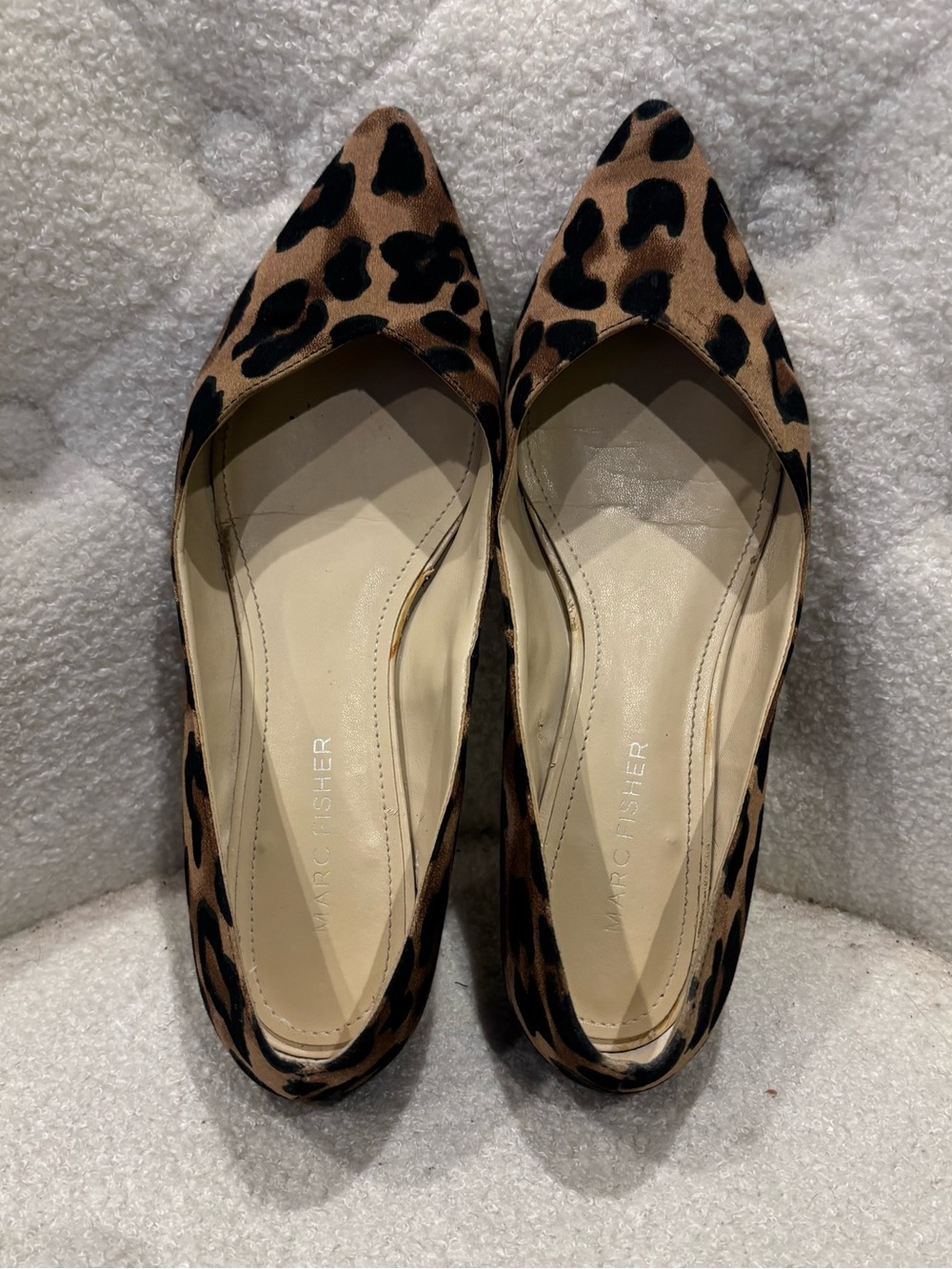Marc Fisher Leopard Print Pointed Toe Flats - Brown/Black